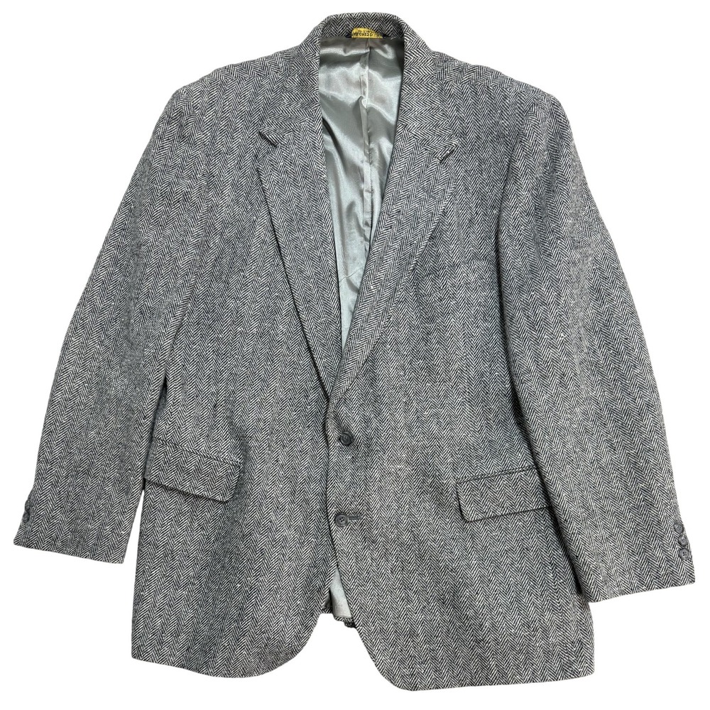 Marty Orshan Blazer‎ Mens 48XL Gray Herringbone Tweed Sport Coat Tailored USA